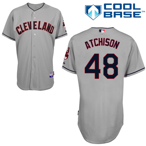 Scott Atchison #48 MLB Jersey-Cleveland Indians Men's Authentic Road Gray Cool Base Baseball Jersey